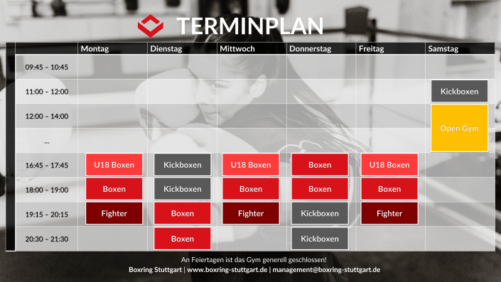 Terminplan Boxring Stuttgart