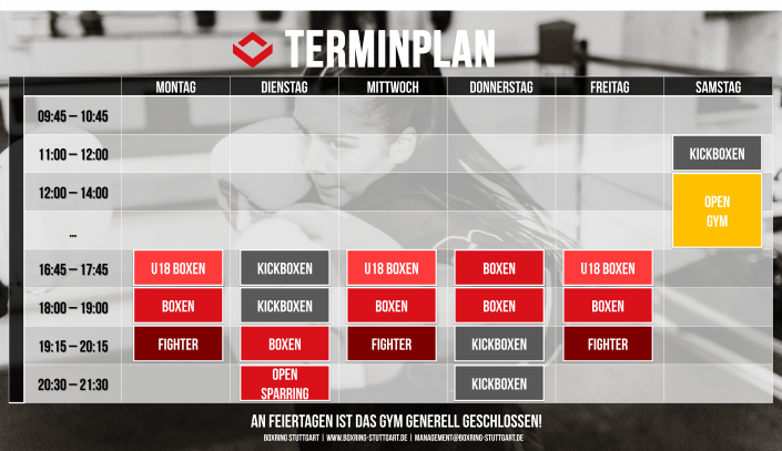 Terminplan Terminplan Boxring Stuttgart